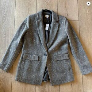 LOFT sequin blazer NWT size 6 houndstooth tweed plaid sparkle sparkly lux seqins